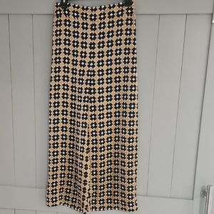 Zara Black and Tan Maxi A-Line Skirt for Work